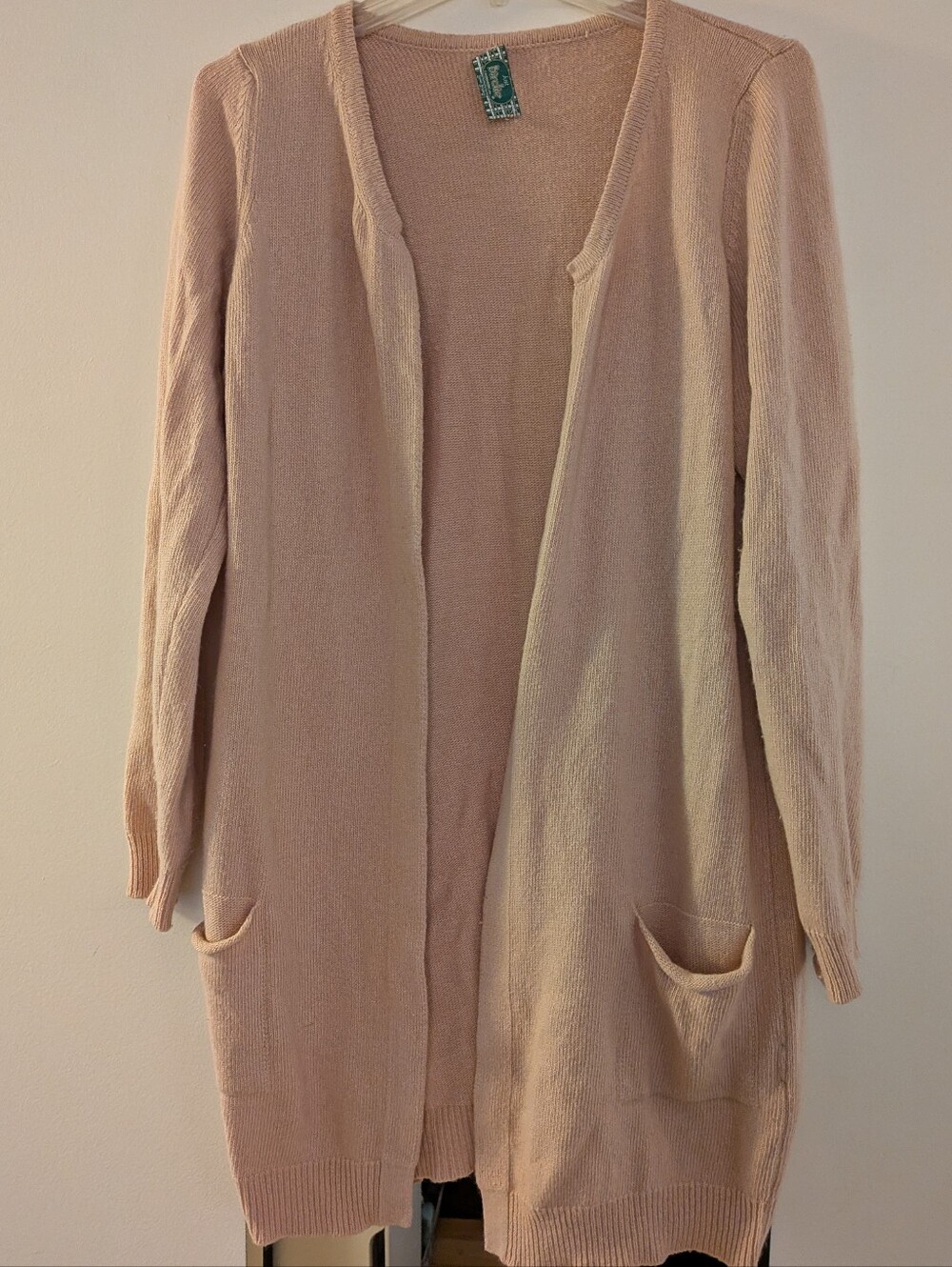 Just Birdie Cashmere Blend Longline Open Cardigan Pink M Made in Italy